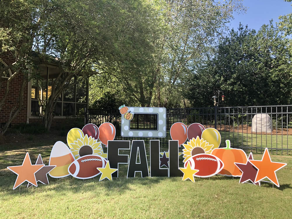 Spell it out carabbus county nc fall yard sign set up